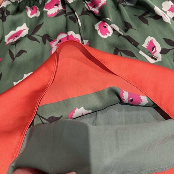 Anthropologie Women's Pleated Floral Dress Small Size Belted Green Colorful - Picture 9 of 13